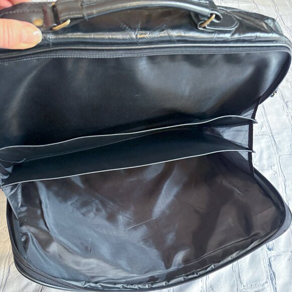 Genuine Leather Patchwork Laptop Bag Travel Office Briefcase Black - Picture 9 of 15